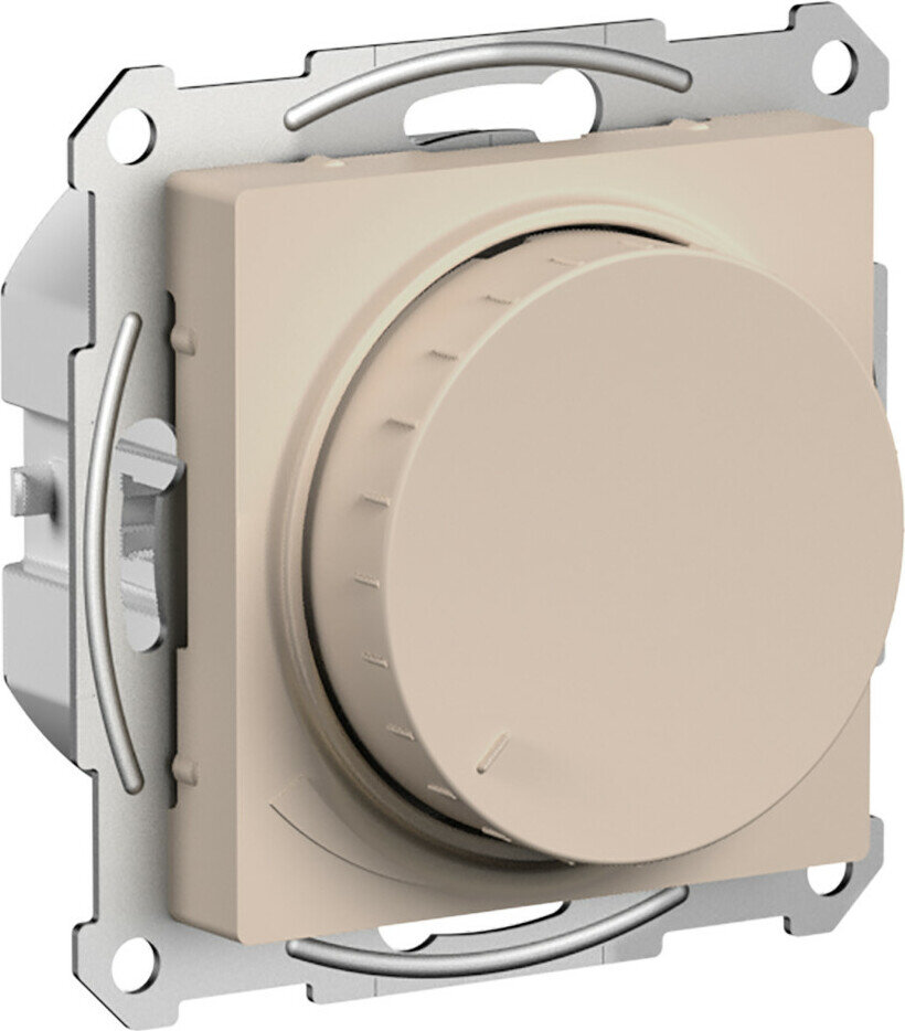 Универсальный светорегулятор (диммер) Systeme Atlas Design (Песочный) поворотно-нажимной, 10-400Вт, LED 3-150Вт