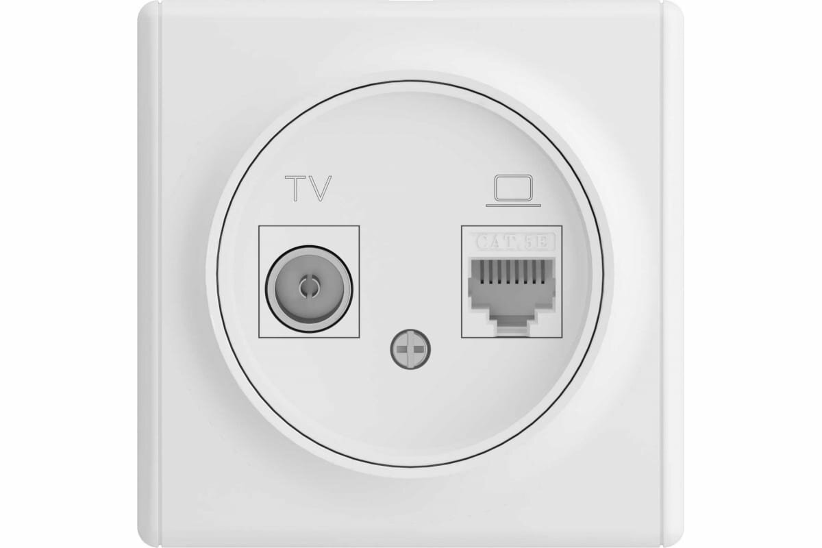 Розетка двойная антенна/компьютер TV/RJ45 кат.5e встраиваемая Onekeyelectro цвет бежевый - фото №6