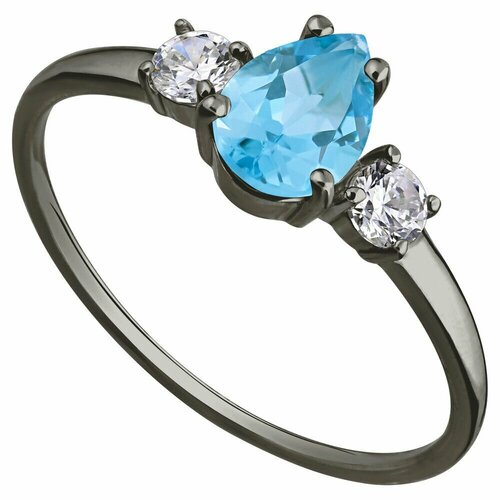 Кольцо Lazurit Online, серебро, 925 проба, родирование, топаз, размер 16 серебряное кольцо колд с голубым топазом родий