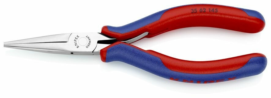 Длинногубцы KNIPEX захватные для электроники, плоскокруглые губки, 145 мм, 2-комп ручки KN-3562145