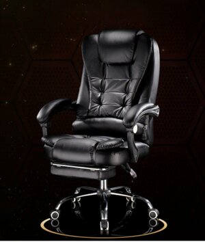 Кресло Руководителя кожаное BOSS PRO MAX с массажем Black Premium