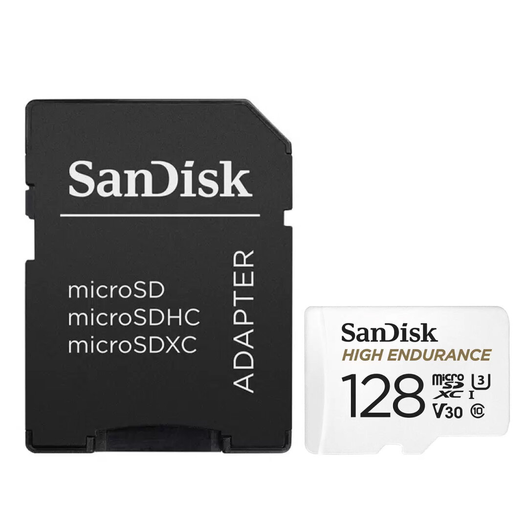 Карта памяти SanDisk High Endurance Micro SDXC + SD Adapter, 128 Гб