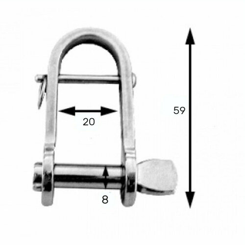 Скоба такелажная с пальцем 6мм 40х14 AISI 316