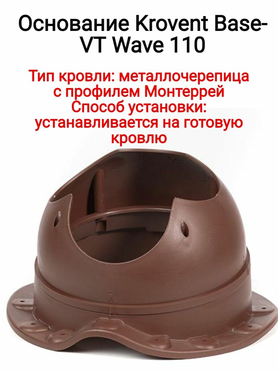 фото Основание/проходной элемент Krovent Base-VT Wave 110 цвет: шоколад, RAL 8017 шоколад.