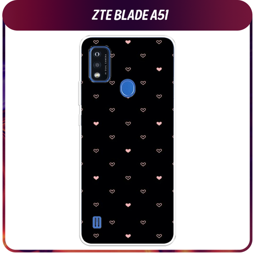 Силиконовый чехол на ZTE Blade A51 / ЗТЕ Блэйд А51 Чехол с сердечками силиконовый чехол на zte blade a51 зте блэйд а51 ирисы ван гог