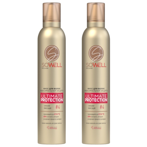 Мусс для волос SoWell Ultimate Protection максимальная защита и идеальная укладка, сильная фиксация, 200 мл, 2 шт
