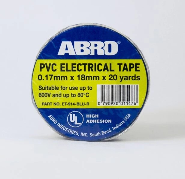 фото Изолента 18x18,3 мм "ABRO" (синий) (термостойкая)