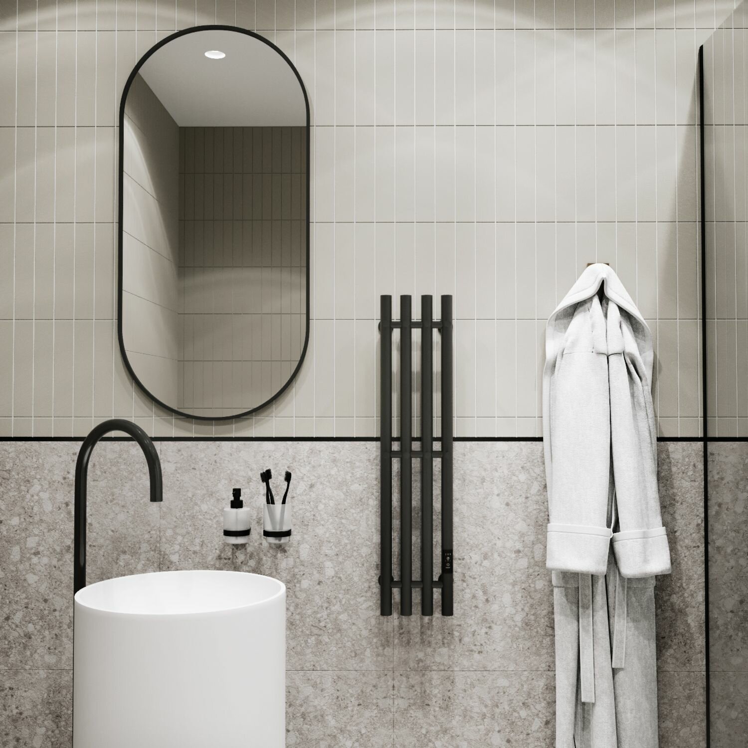 фото Полотенцесушитель электрический Маргроид Inaro 4, 80х21, черный матовый