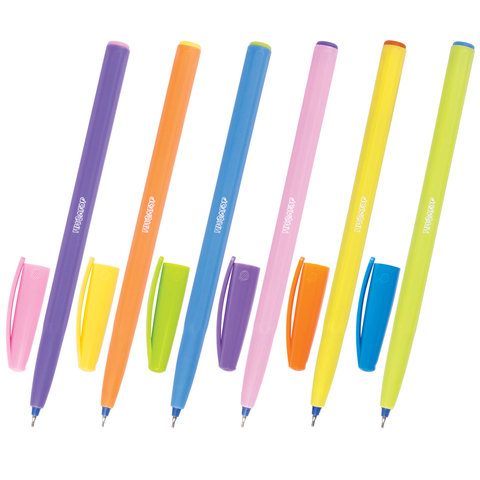 Ручка шариковая масляная пифагор "Softy", синяя, корпус ассорти, узел 0,7 мм, линия письма 0,35 мм, 143020, 50 штук в упаковке