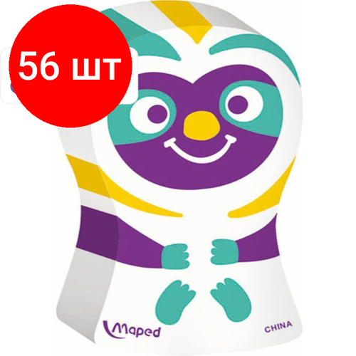 fun fun ластик corn yellow Комплект 56 штук, Ластик Maped ERGO FUN, полимер, фигурн. эргономичн,71х125х9.2мм, ассорт,119001