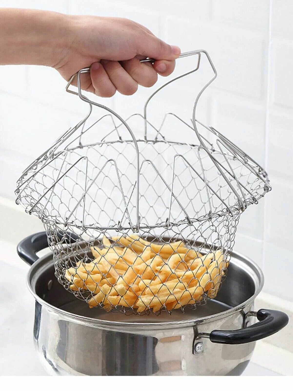 фото Cкладная решетка Шеф Баскет (Chef Basket) Волшебная корзина/дуршлаг/фритюр