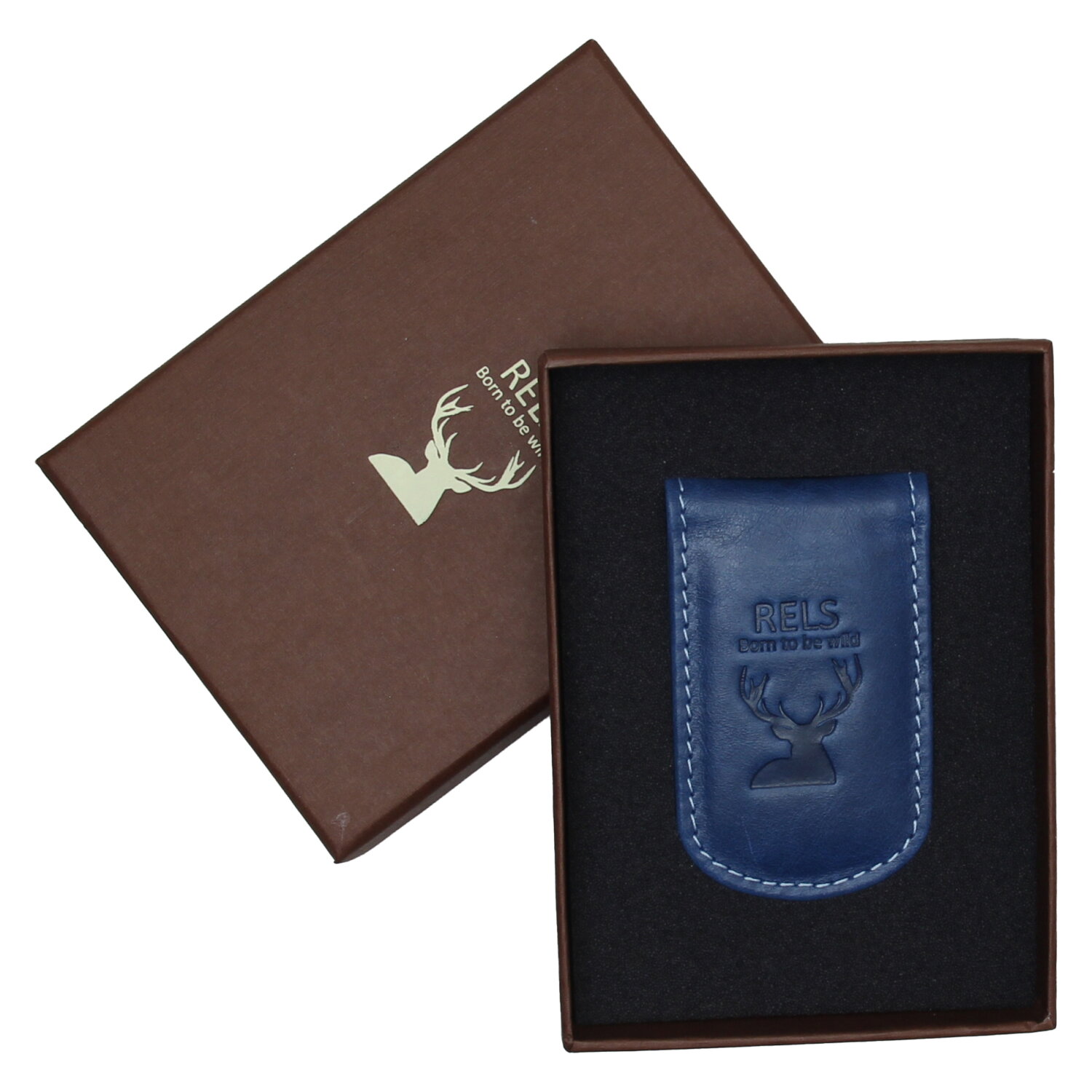 Зажим для купюр RELS, фактура гладкая, синий — фото 1