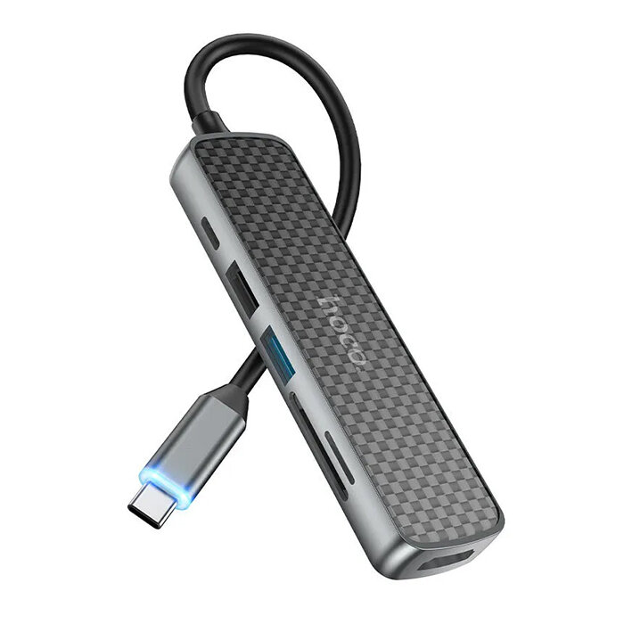 Type-C хаб Hoco HB24, HDMI USB3.0 USB2.0 SD TF PD черный