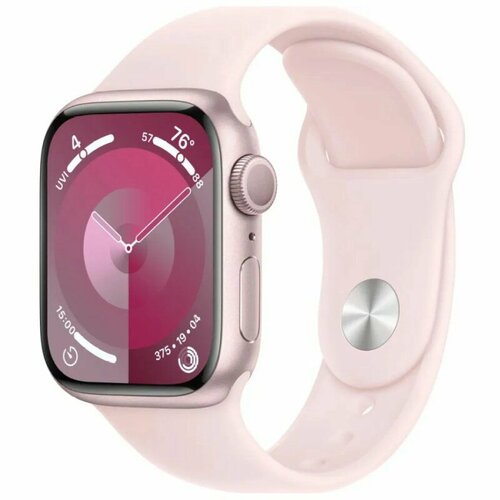 Смарт-часы Apple Watch Series 9 (GPS), Aluminium Case, 45mm, Pink/Light Sport Band смарт часы apple watch series 8 а2770 41мм oled ltpo темная ночь mnu83ll a