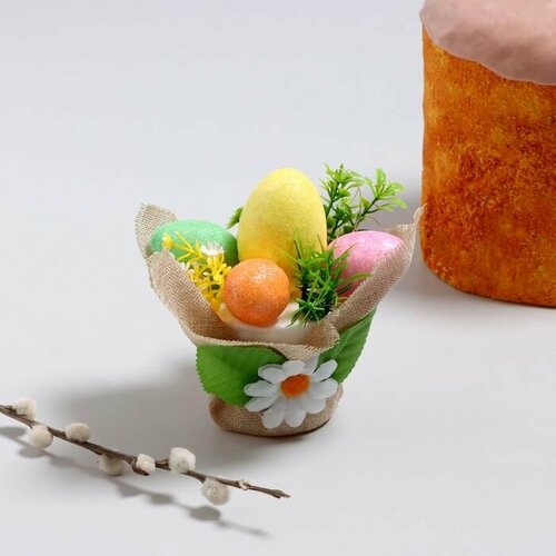 Пасхальный декор Корзинка с яйцами 11х11х12 см 693₽