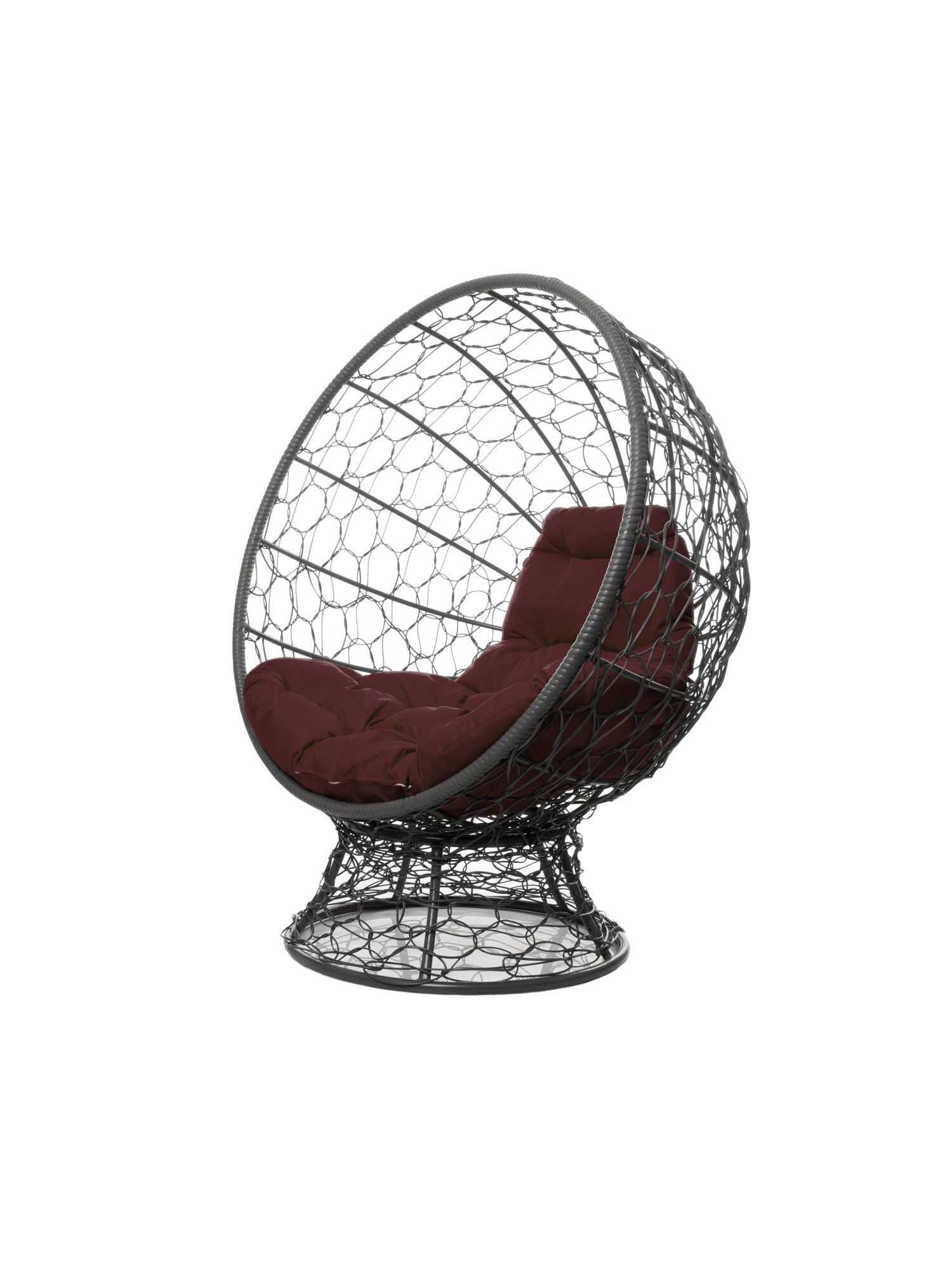 Кресло M-group кокос на подставке с ротангом серое коричневая подушка