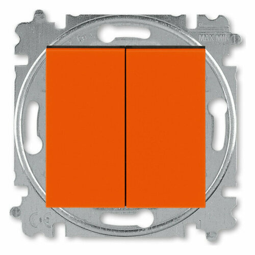 Выключатель 2-клавишный ABB LEVIT, скрытый монтаж, оранжевый / дымчатый черный, 2CHH590545A6066