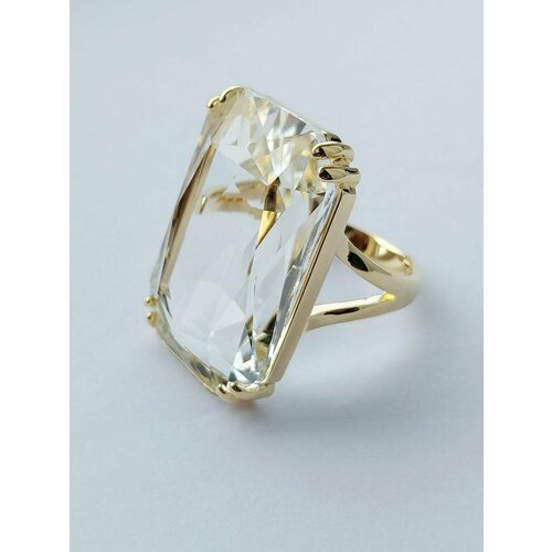 Кольцо ( Verba ), кристалл, размер 18, бесцветный, золотой