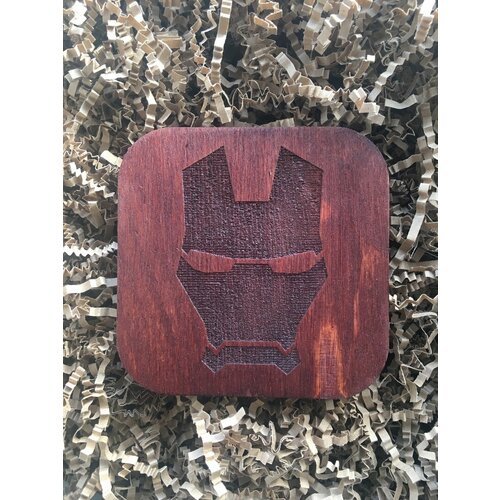 Подставка под кружку бирдекель Железный человек тёмная Iron Man 290₽