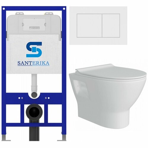 Инсталляция для унитазов SANTERIKA SANT.0013 + подвесной унитаз SANTERIKA, безободковый с микролифтом