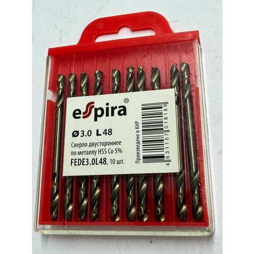 Сверла по металлу двухсторонние набор сверл по металлу Espira HSS Co 5 30х48 мм10шт 1699₽