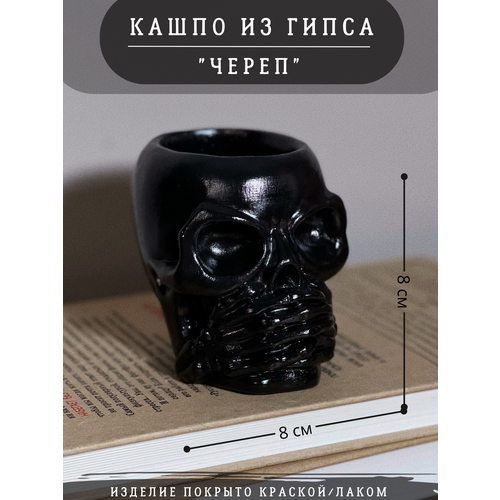 Кашпо Череп "Ничего не говорю", 8 см черный