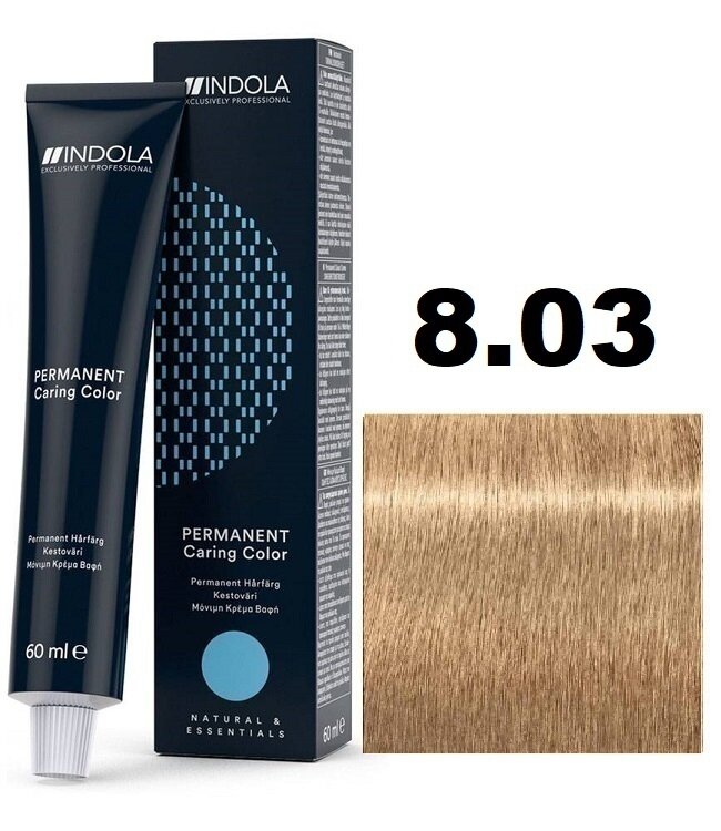 Indola Permanent Caring Color Крем-краска для волос 8/03 светлый блондин натуральный золотистый 60мл