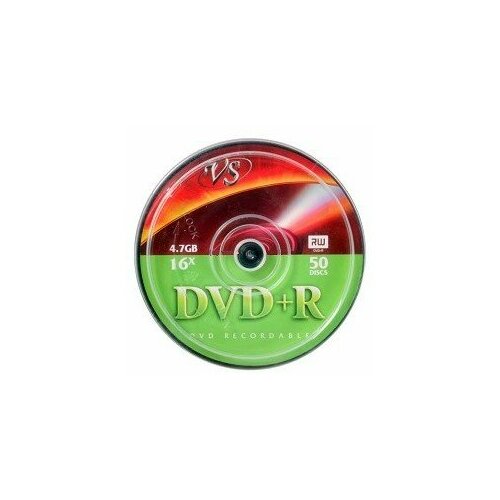 Vs Диски DVD+R 4.7Gb, 16x, Cake Box 50шт. 640472 диски dvd r vs 4 7 gb 16x комплект 50 шт cake box vsdvdprcb5001