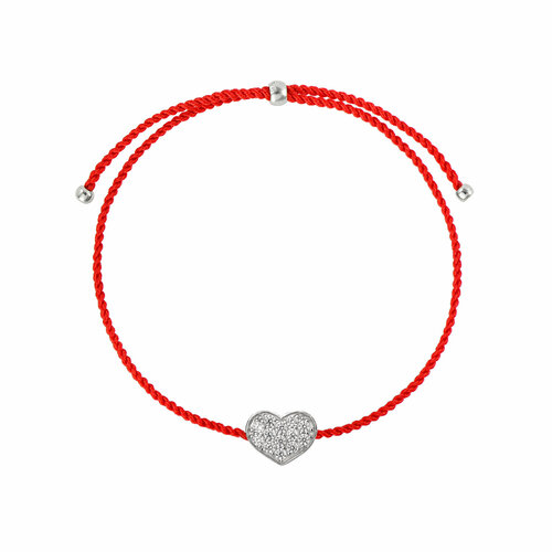 Браслет-нить WANNA?BE!, фианит, красный, серебристый