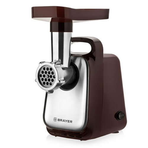 Мясорубка BRAYER BR1601 1300 Вт производительность 15 кгмин металлический шнек реверс пластик коричневаясеребро 885100₽