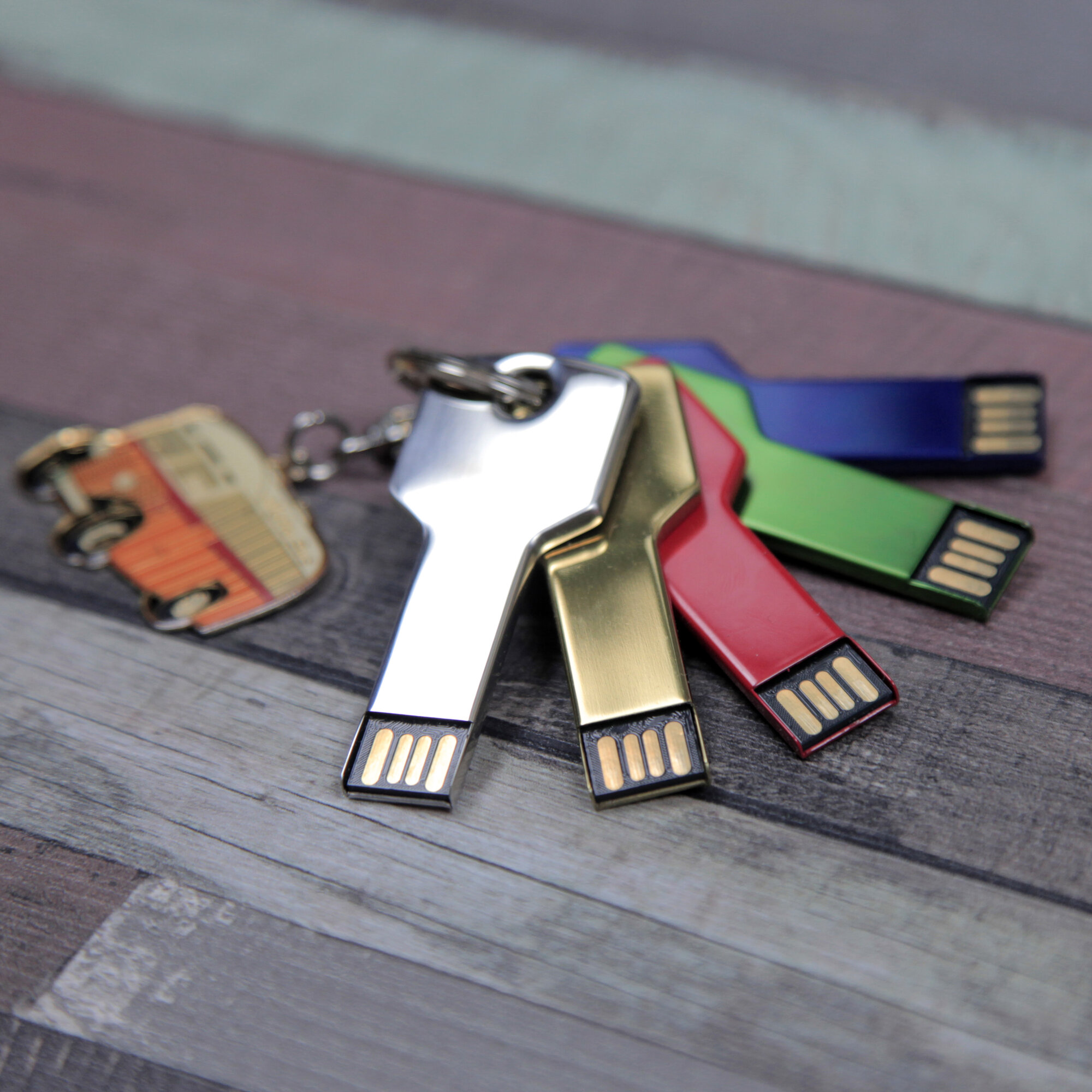 Металлическая флешка Ключ для нанесения логотипа (4 Гб / GB USB 2.0 Серебро/Silver KEY)