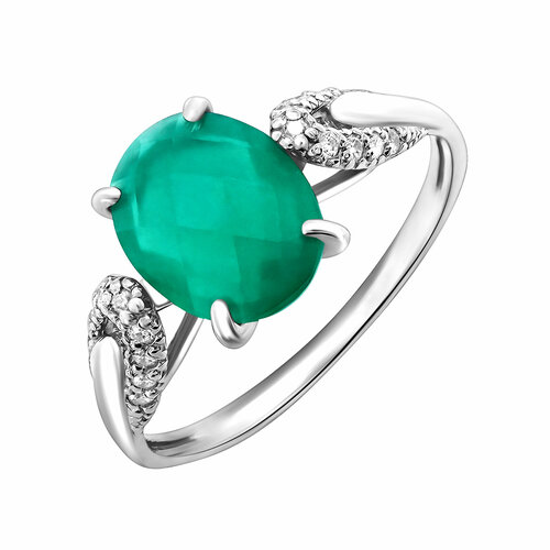 Кольцо Яхонт, серебро, 925 проба, кристалл, фианит, размер 16.5, зеленый, бесцветный кольцо яхонт серебро 925 проба фианит кристалл размер 18 5 бесцветный зеленый