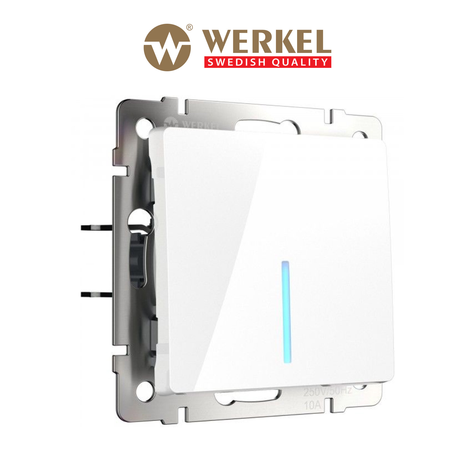 Встраиваемый выключатель одноклавишный с подсветкой Werkel W1110101 белый IP20