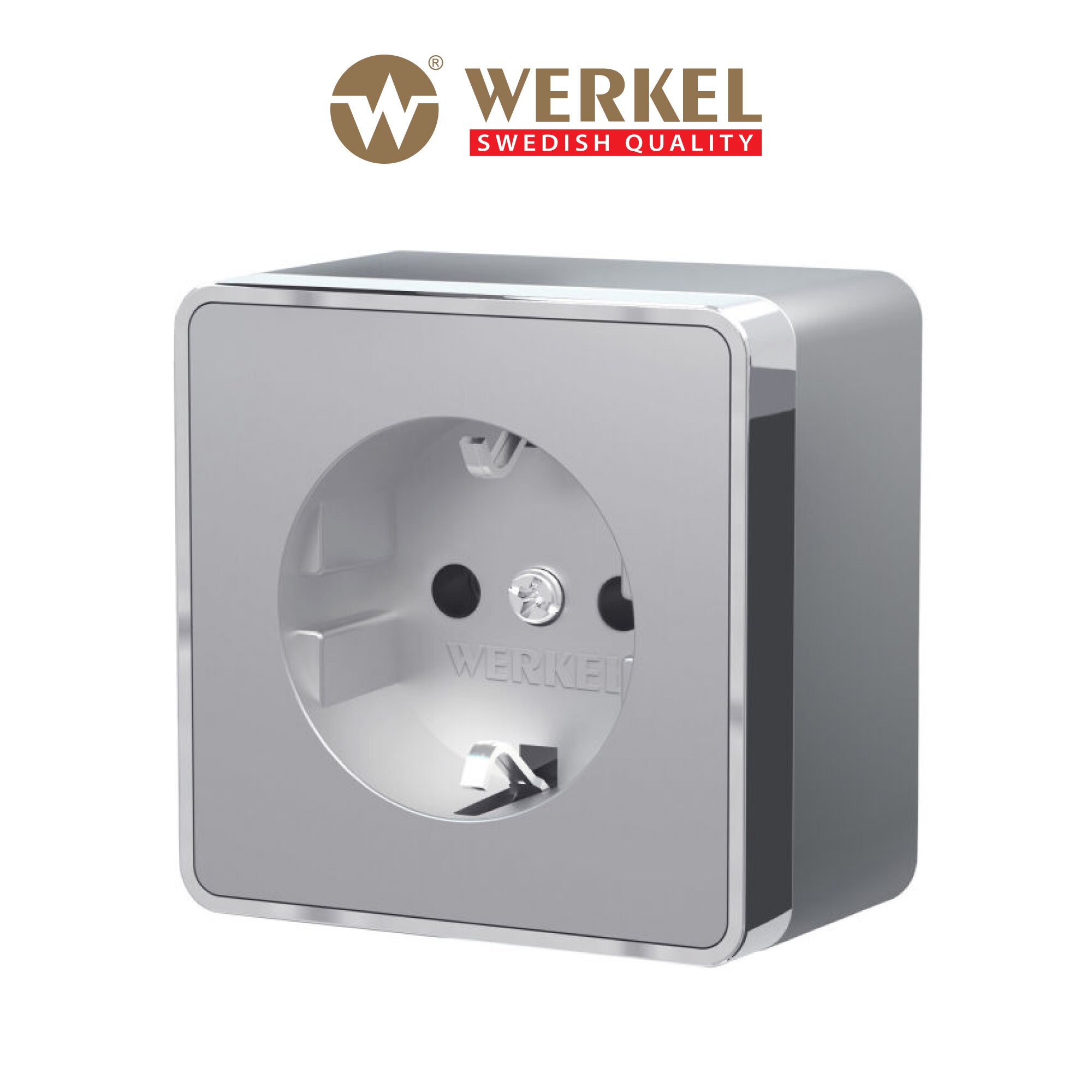 Накладная розетка с заземлением Werkel Gallant W5071006 серебряный IP20