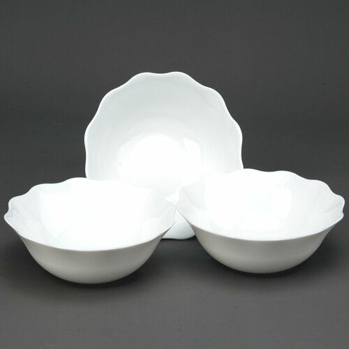 Салатник 650 мл глубокий стеклокерамический белый d 175 см комплект 3 штуки 562₽