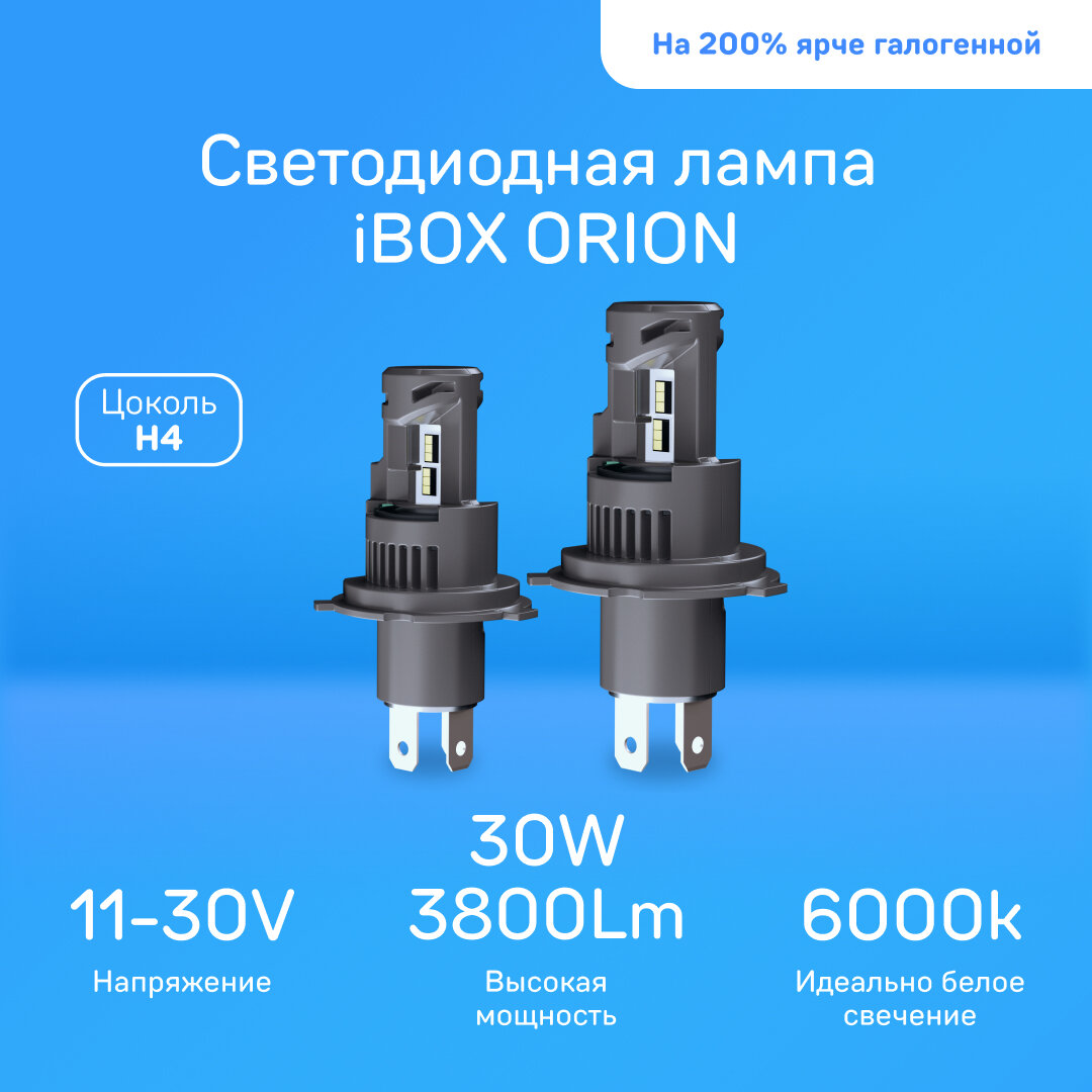 Лампа автомобильная светодиодная iBOX Orion N1NFH4 /холодный белый свет/автолампа для фар/автосвет