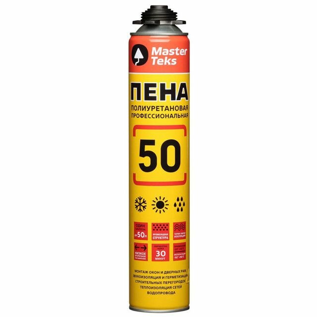 Пена монтажная MASTERTEKS 50 ALL SEASON Pro всесезонная 715мл