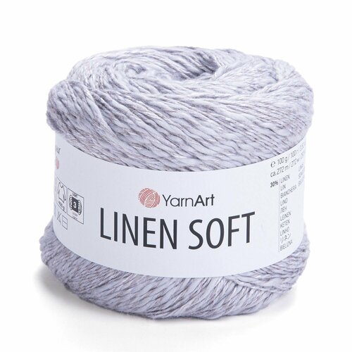 фото Пряжа linen soft yarnart, св. серый - 7320, 30% лен, 36% вискоза, 34% хлопок, 4 мотка, 100 г, 272 м. alize