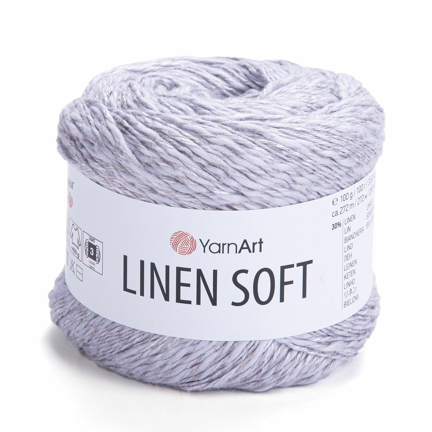 Пряжа Linen soft YarnArt, св. серый - 7320, 30% лен, 36% вискоза, 34% хлопок, 4 мотка, 100 г, 272 м.