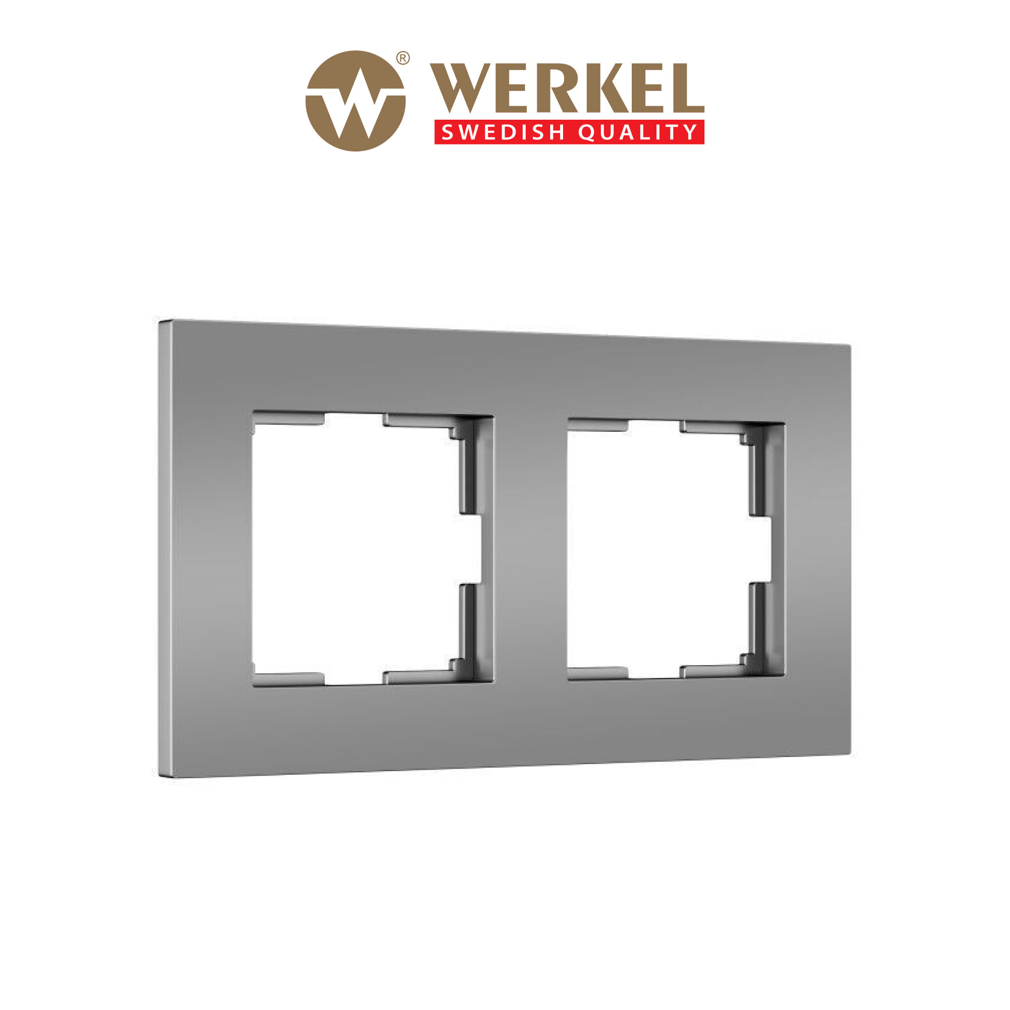 Рамка на 2 поста Werkel Slab W0022965, цвет серебро матовый