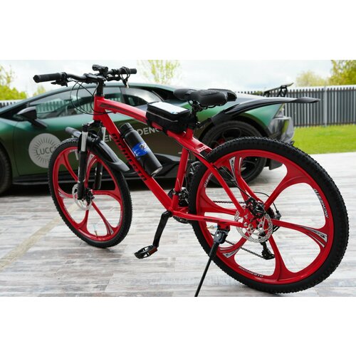 Велосипед Richiesto 26 колёса литые Алюминиевые диски Рама 18.5" Горный Взрослый Подростковый Спортивный, красный/черный