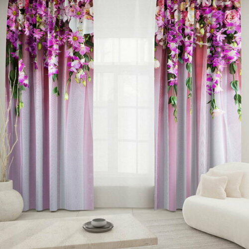 Комплект штор 145х260см-2шт, диз. NN036, габардин, п/э 100%