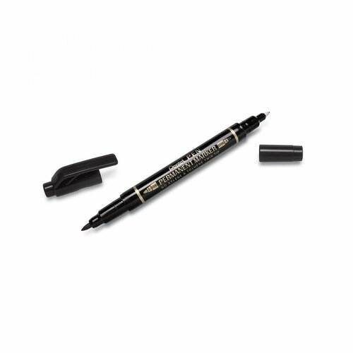 Pentel Маркер перманентный для CD Pen Twin Tip New 0.3 - 1.2 мм пулевидный 12 шт. N75W-AE для CD, 2-х сторонний, черный bianyo dual tip art marker pen soft