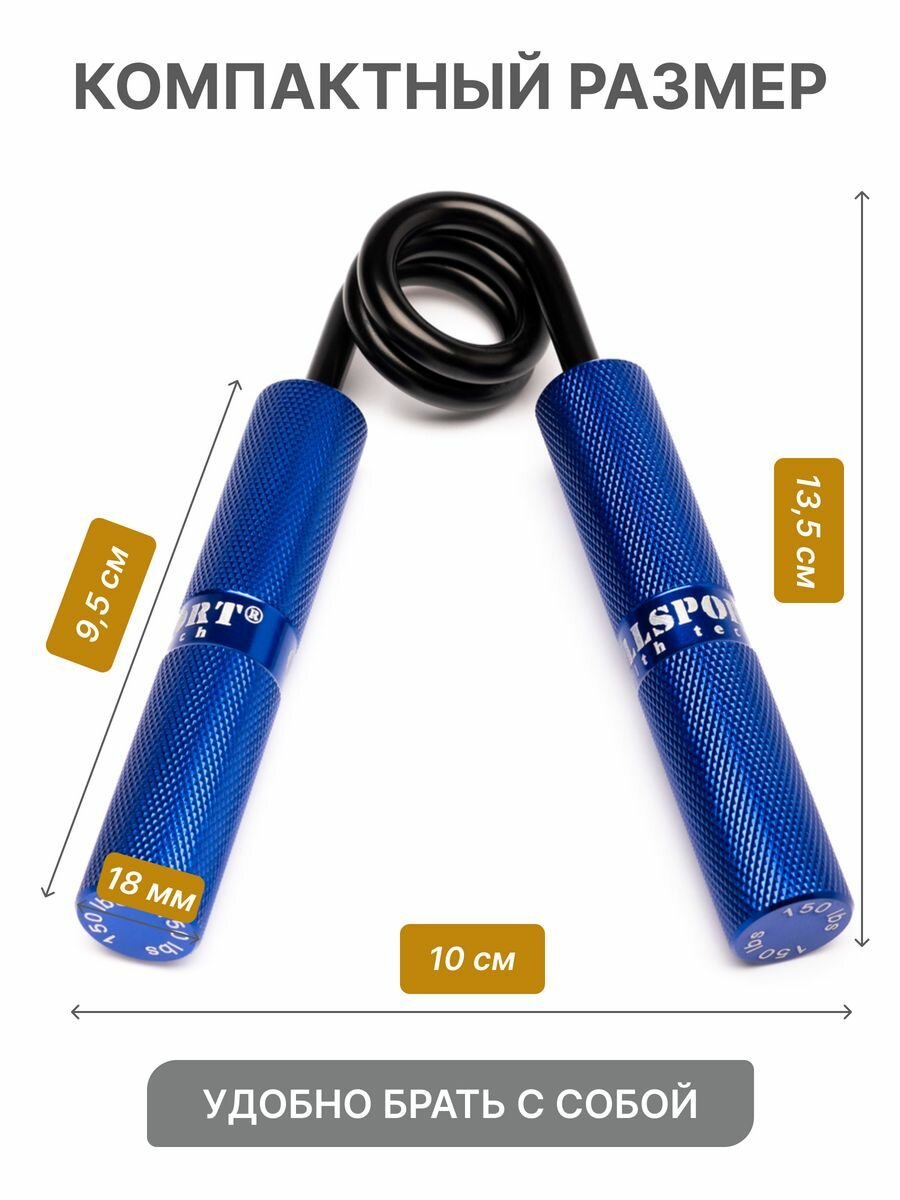 Эспандер кистевой пружинный ONHILLSPORT с нагрузкой 150 lbs / 68 кг — фото 1