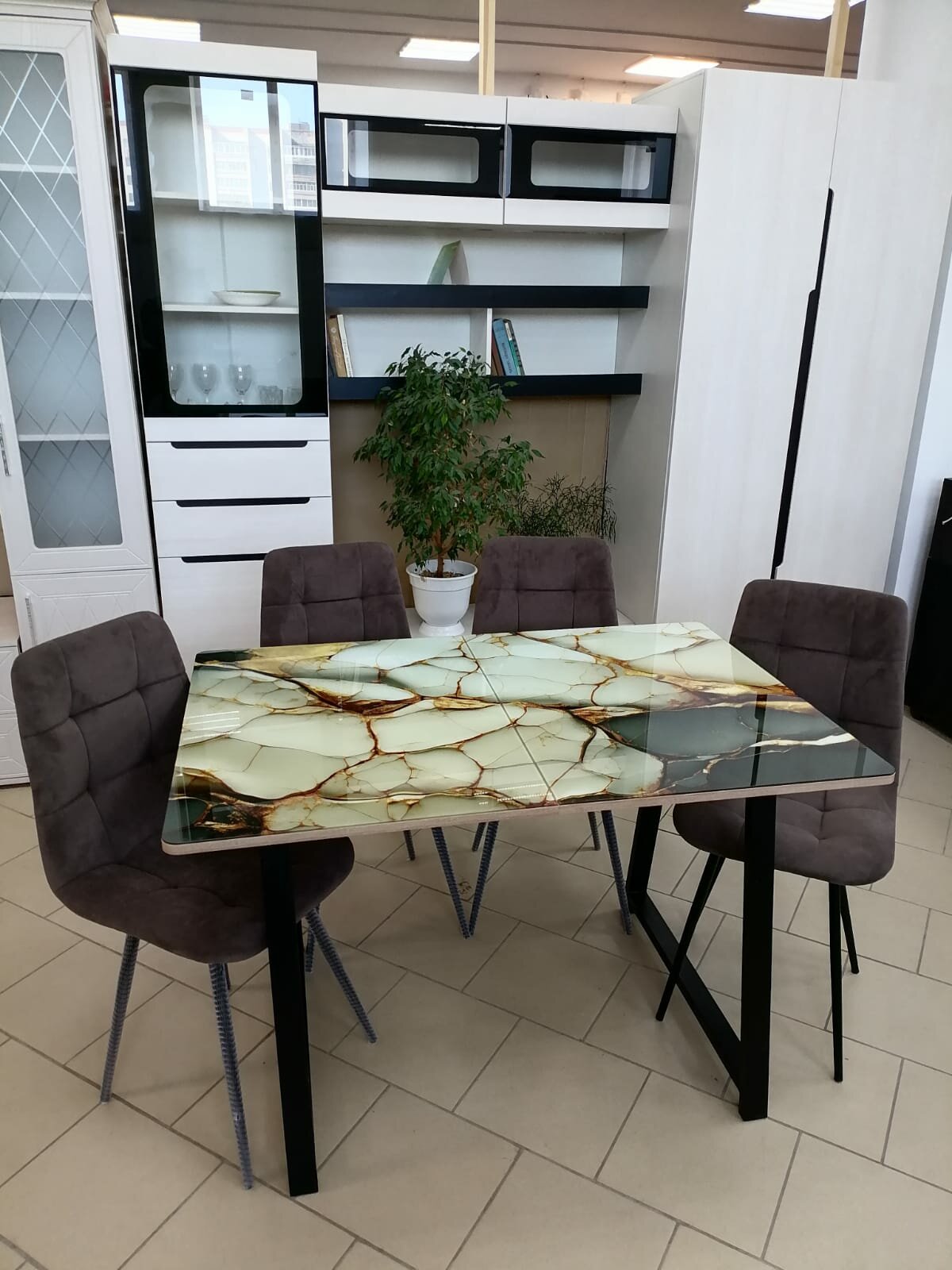 фото Стол кухонный раздвижной Орфей 16, 105/142-75 высота 78 см Фотопечать Золото ЛДСП Дуб Вотан