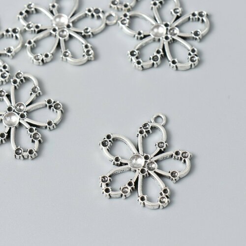 Декор для творчества металл Цветок серебро 25х27 см 6шт 373₽