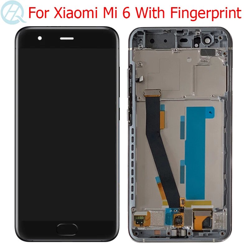 ЖК-дисплей Mi6 для Xiaomi Mi 6, дисплей с рамкой 5,15 дюйма, ЖК-дисплей Mi 6, сенсорный экран, стеклянная панель в сборе, White With Frame