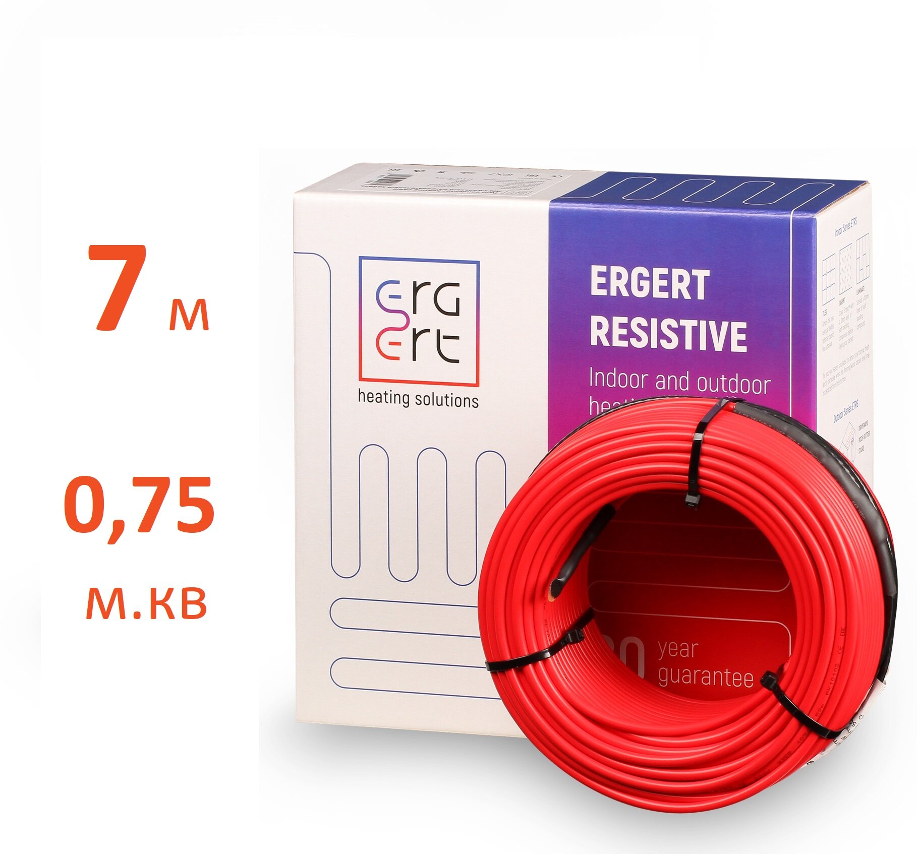 Греющий кабель, ERGERT, ETRS-18, 1.1 м2, длина кабеля 7 м