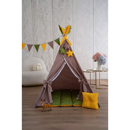 Вигвам Wigwam.Butik с ковриком и подушкой, флажками 110×110×160см
