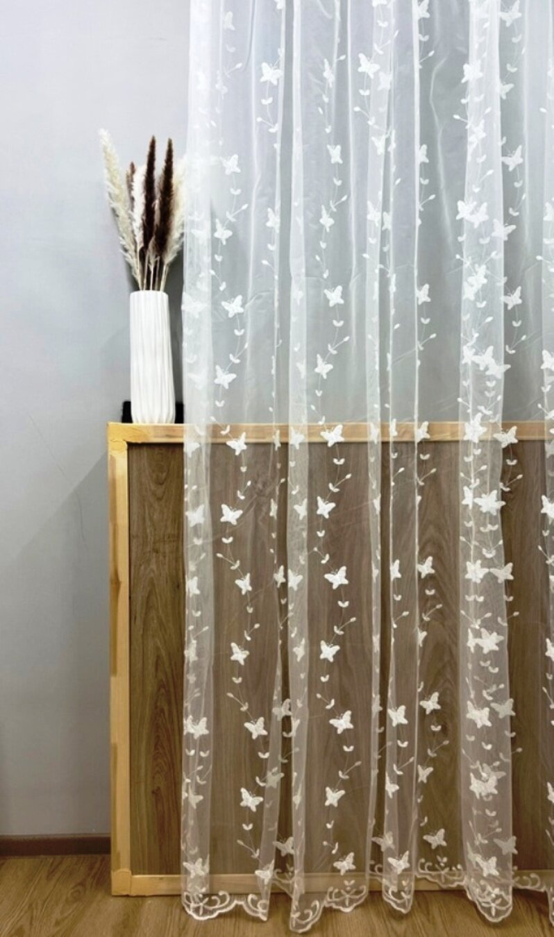 фото Тюль для гостиной, спальни. кухни для пошива микросетка с вышивкой 5 метров